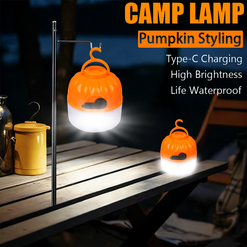 Outdoor Lighting Lamps - โคมไฟตั้งแคมป์ขนาดเล็กแบบพกพา 4 โหมดแสงพร้อมตะขอ USB ชาร์จไฟได้กันน้ำเต็นท์แสงกลางแจ้งแคมป์ปิ้งโคมไฟฉุกเฉิน