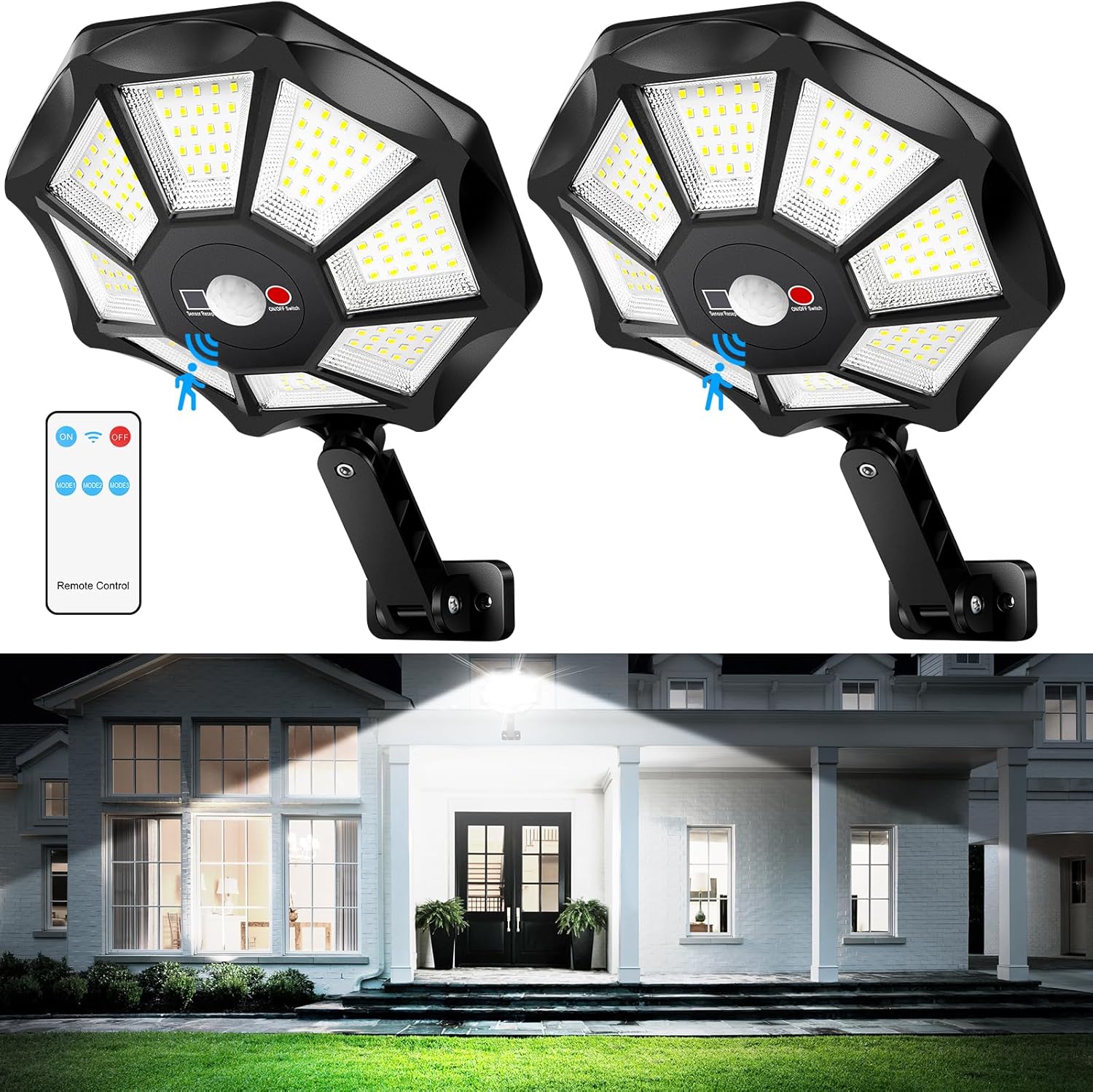 Zumtobel Outdoor Lighting - ไฟพลังงานแสงอาทิตย์กันน้ำสำหรับภายนอกอาคาร, ไฟส่องสว่าง LED 168 ดวง 6500K