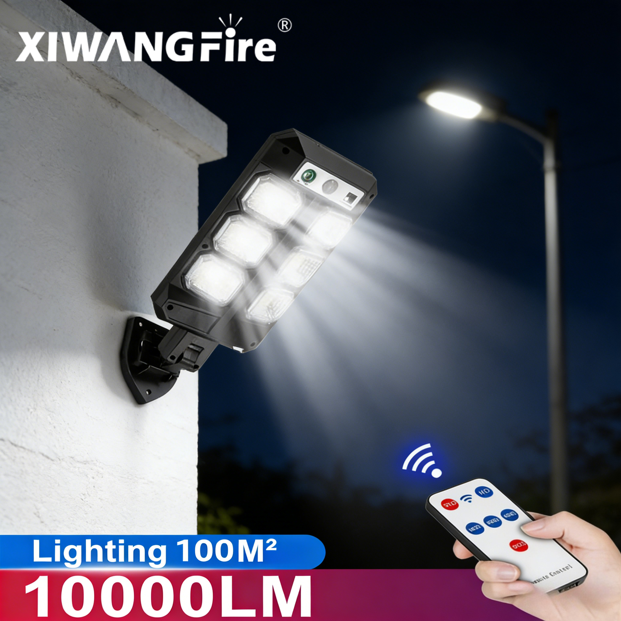 Outdoor Lighting Lamps - ไฟถนนพลังงานแสงอาทิตย์กลางแจ้ง, โคมไฟ LED กันน้ำพร้อมเซ็นเซอร์ตรวจจับความเคลื่อนไหว 3 โหมดแสงสว่าง