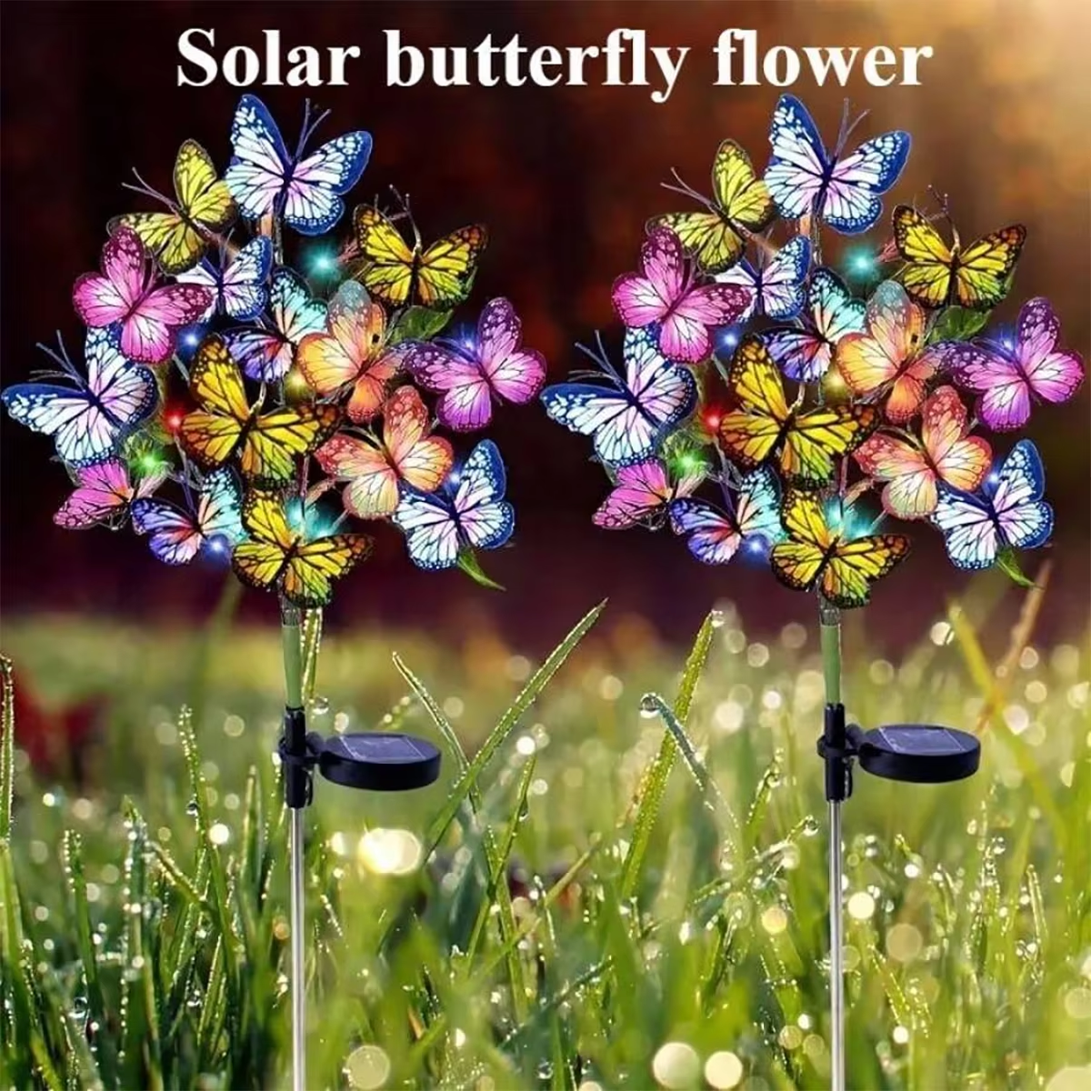 Solar Path Light - ไฟประดับสวนรูปผีเสื้อและดอกไม้ พลังงานแสงอาทิตย์ สำหรับงานเทศกาล งานแต่งงาน งานวันเกิด ตกแต่งสนามหญ้า