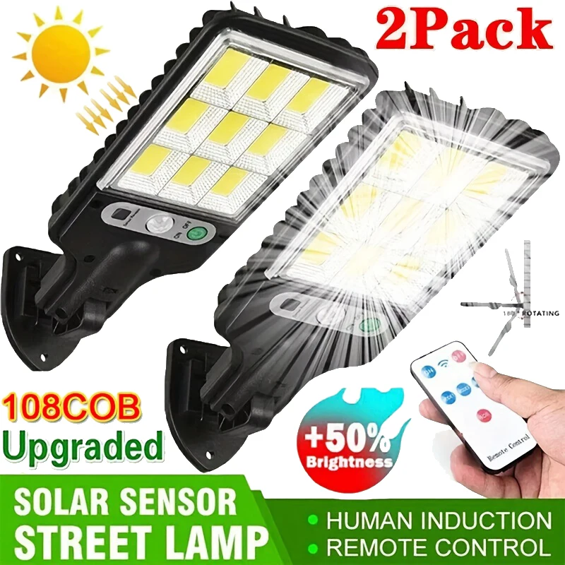 Outdoor Lighting For Backyard - ไฟ LED พลังงานแสงอาทิตย์สำหรับภายนอกอาคาร ไฟติดผนังลานบ้าน ชาร์จซ้ำได้ พร้อมเซ็นเซอร์ตรวจจับความเคลื่อนไหว
