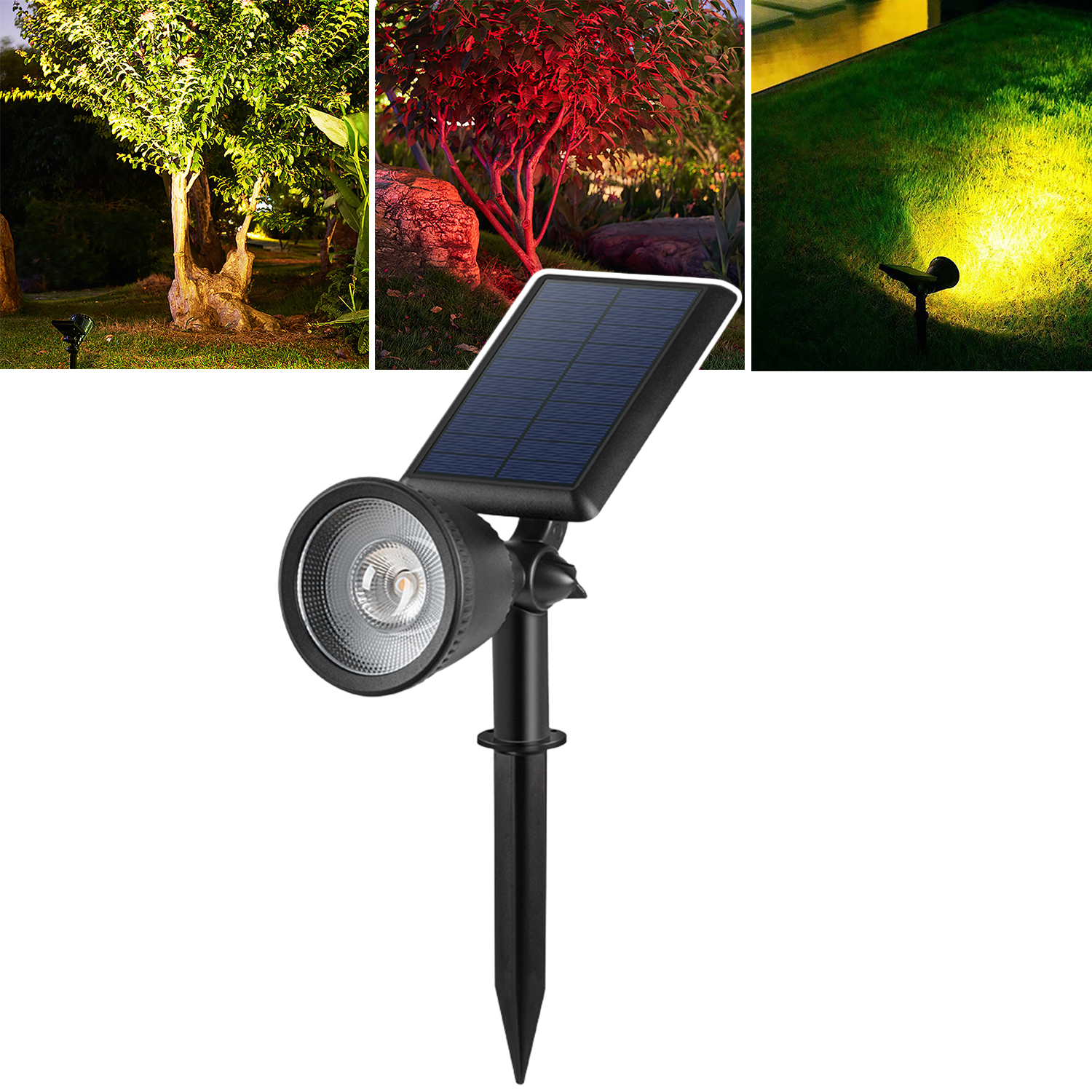 Outdoor Lighting For Backyard - ไฟสปอตไลท์พลังงานแสงอาทิตย์ ไฟสปอตไลท์กลางแจ้ง ปรับความสว่างได้ สำหรับสวน สนามหลังบ้าน ทางรถวิ่ง