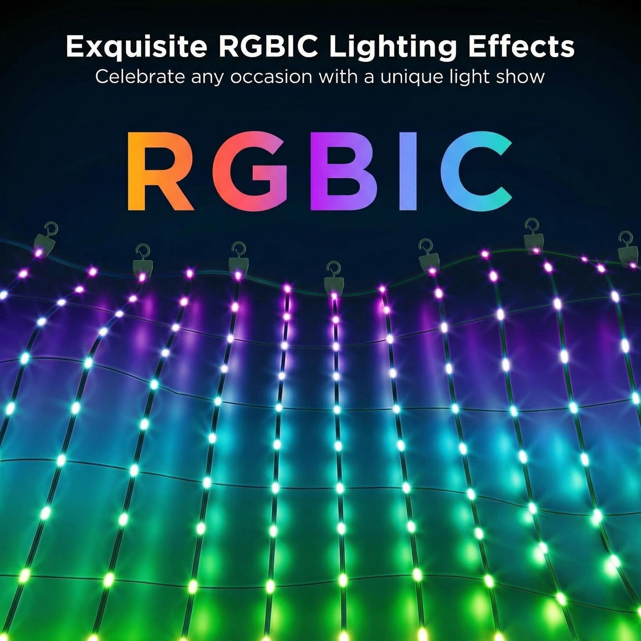 Outdoor Lighting Grid Screen - ไฟตาข่ายอัจฉริยะสำหรับภายนอกอาคาร, ไฟ RGB&IC พร้อมแอป/รีโมทคอนโทรล, โหมด DIY,