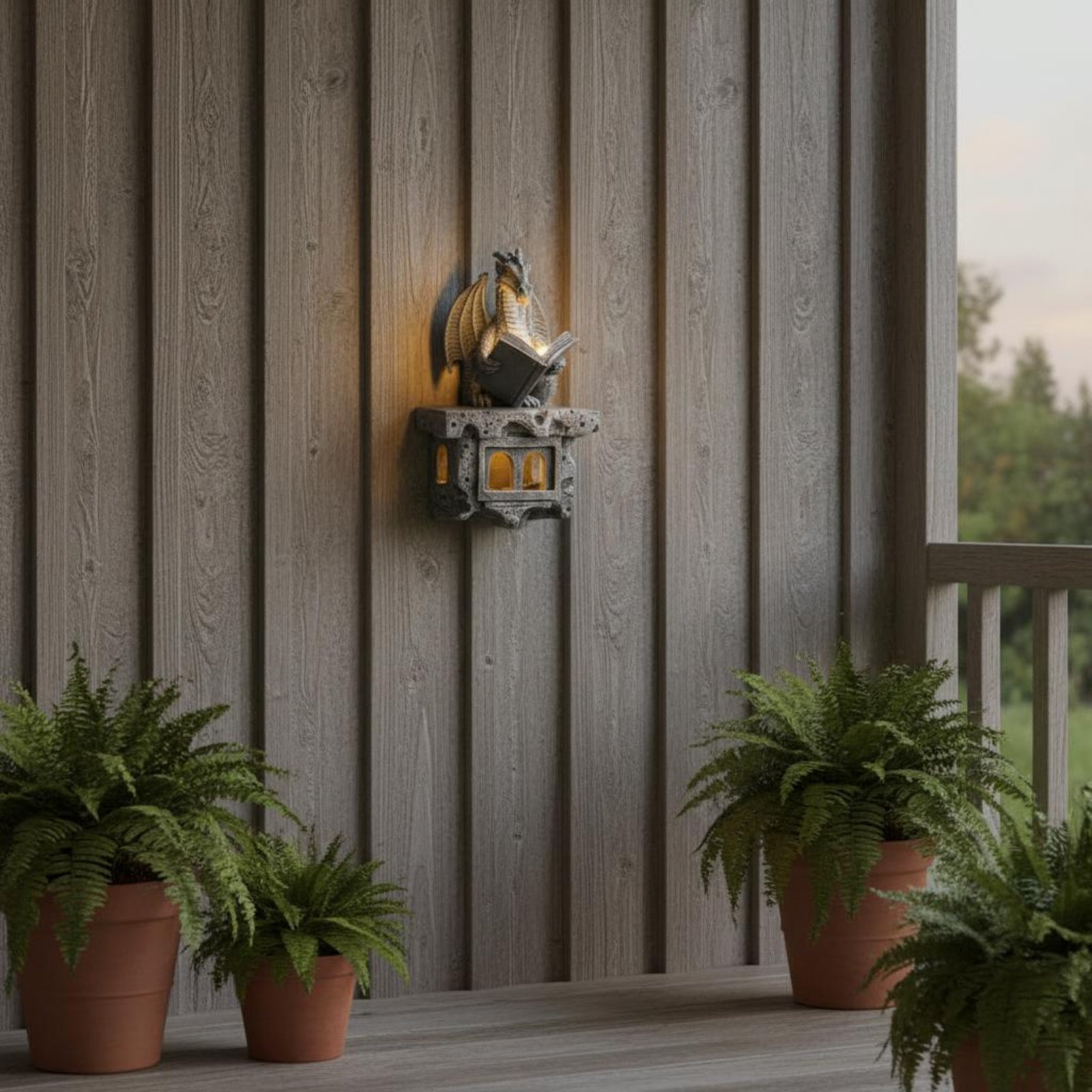 Outdoor Lighting Patio - ไฟประดับสวนรูปวิเวิร์นพลังงานแสงอาทิตย์ เปิด/ปิดอัตโนมัติ ตกแต่งสวนสวยงามสไตล์ยุคกลาง ไฟตกแต่งภายนอกสำหรับลานบ้าน