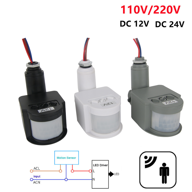 Outdoor Lighting Wall Mount - เครื่องตรวจจับการเคลื่อนไหว PIR เซ็นเซอร์ตรวจจับการเคลื่อนไหว12V 220V/110V เครื่องจับเวลาติดผนังอินฟราเรดอัตโนมัติใช้กลางแจ้ง24V เซ็นเซอร์ตรวจจับการเคลื่อนไหว