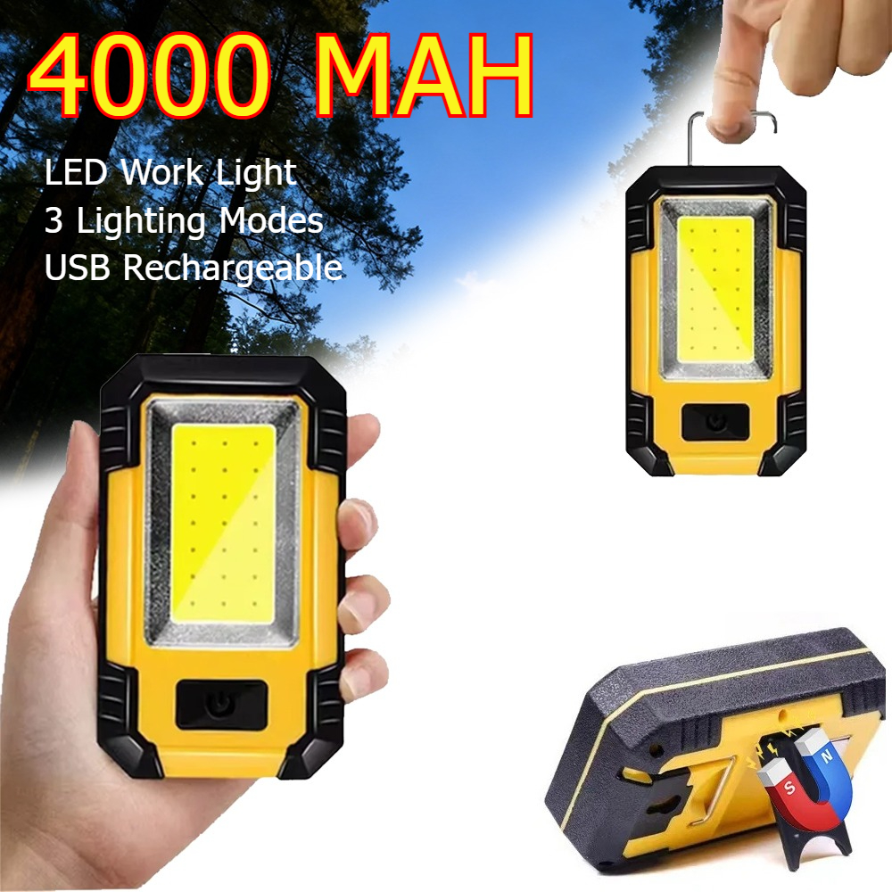 Outdoor Lighting Lowes - ไฟฉายชาร์จได้ 4000mAh แสงสว่างพิเศษแบบ COB พร้อมแม่เหล็ก/ตะขอ ไฟฉายพกพาสำหรับตั้งแคมป์และใช้ในกรณีฉุกเฉินกลางแจ้ง
