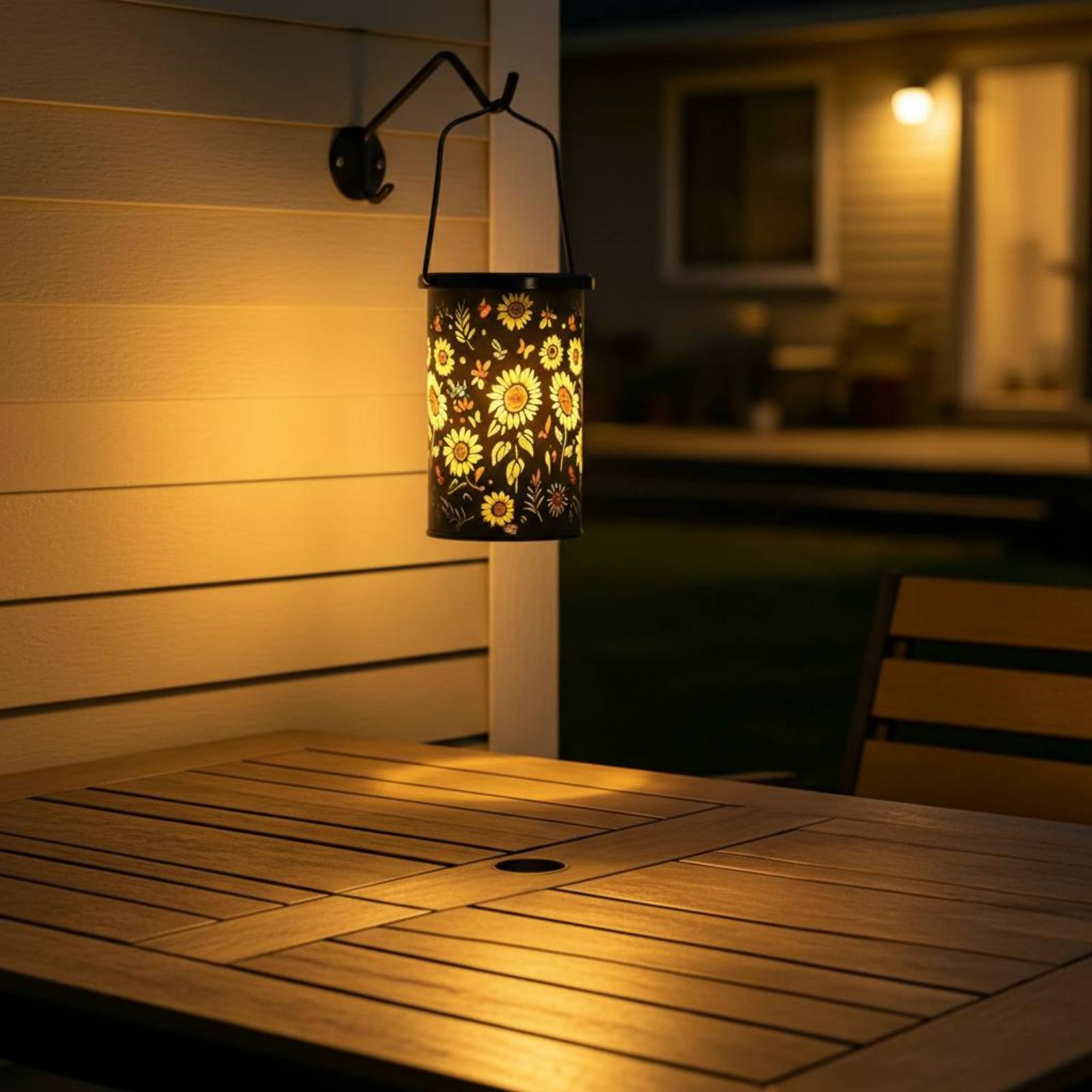 Outdoor Lighting Patio - โคมไฟลายดอกไม้ ดีไซน์วินเทจ โคมไฟพลังงานแสงอาทิตย์แบบแขวน โคมไฟพลังงานแสงอาทิตย์แบบแกะสลัก ไฟ LED
