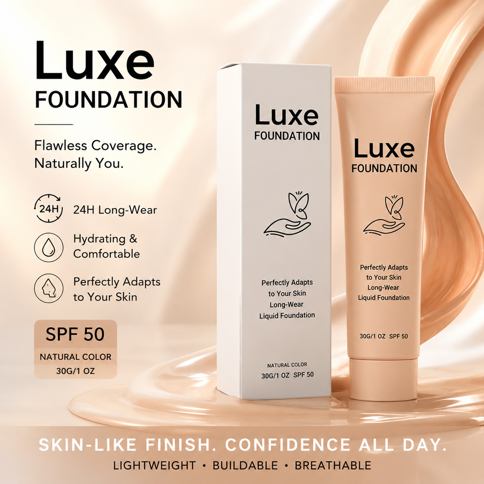 Color Changing Outdoor - รองพื้นเปลี่ยนสี SPF 50+ ติดทนนาน ให้ผิวเปล่งประกายเป็นธรรมชาติ เนื้อบางเบา