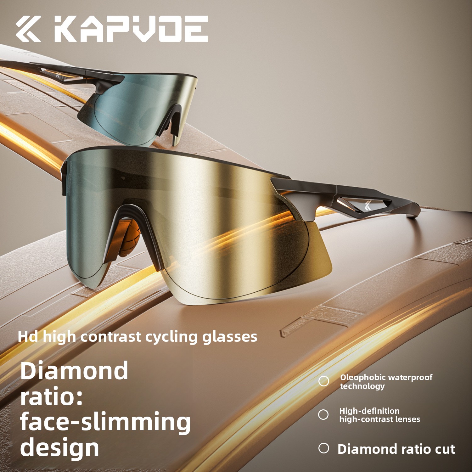 Color Changing Outdoor - แว่นตาปั่นจักรยาน KAPVOE ป้องกันฝ้า เปลี่ยนสีได้ สำหรับกีฬากลางแจ้ง วิ่งกลางวันและกลางคืน