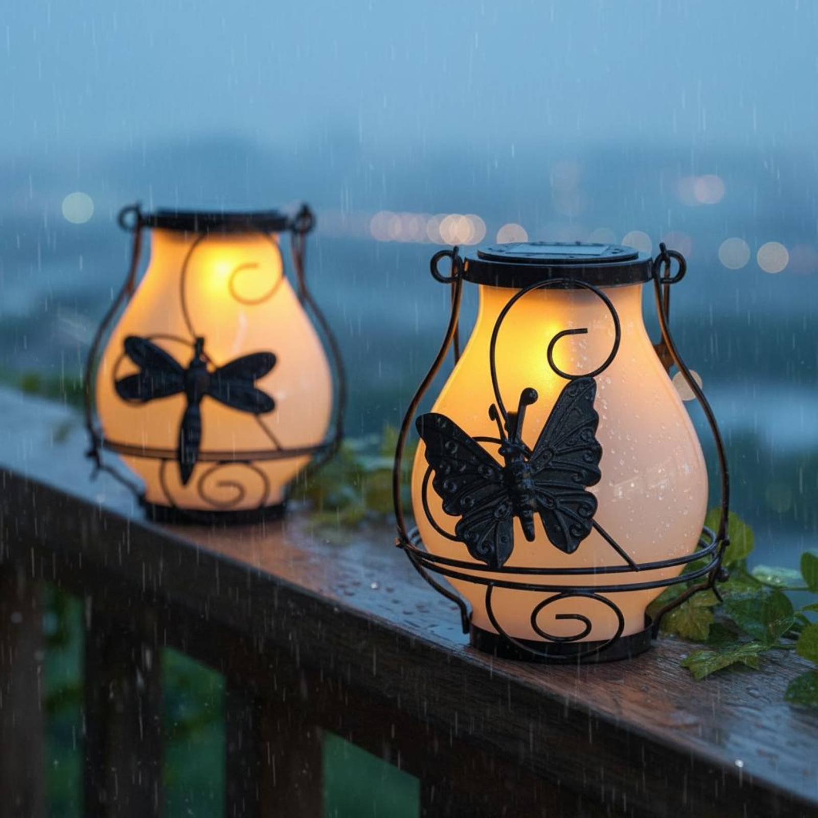 Outdoor Lighting Patio - โคมไฟผีเสื้อพลังงานแสงอาทิตย์ โคมไฟผีเสื้อกันน้ำ โคมไฟตกแต่งลานบ้าน ใช้งานง่ายสำหรับลานบ้าน