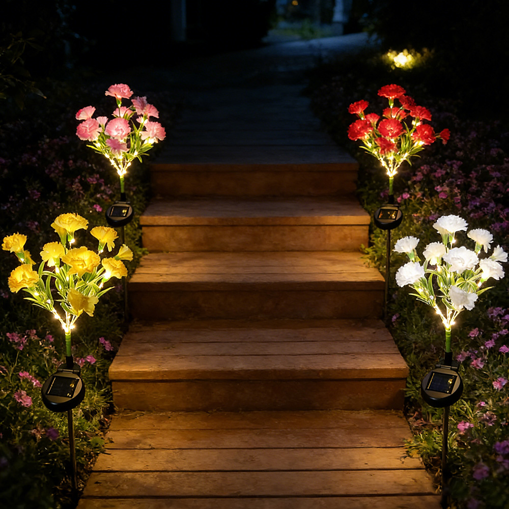 Outdoor Lighting Ikea - ไฟสนามหญ้า LED พลังงานแสงอาทิตย์สำหรับกลางแจ้ง, โคมไฟรูปดอกคาร์เนชั่นสำหรับลานบ้าน, สนามหญ้า, ไฟตกแต่งภูมิทัศน์สวน
