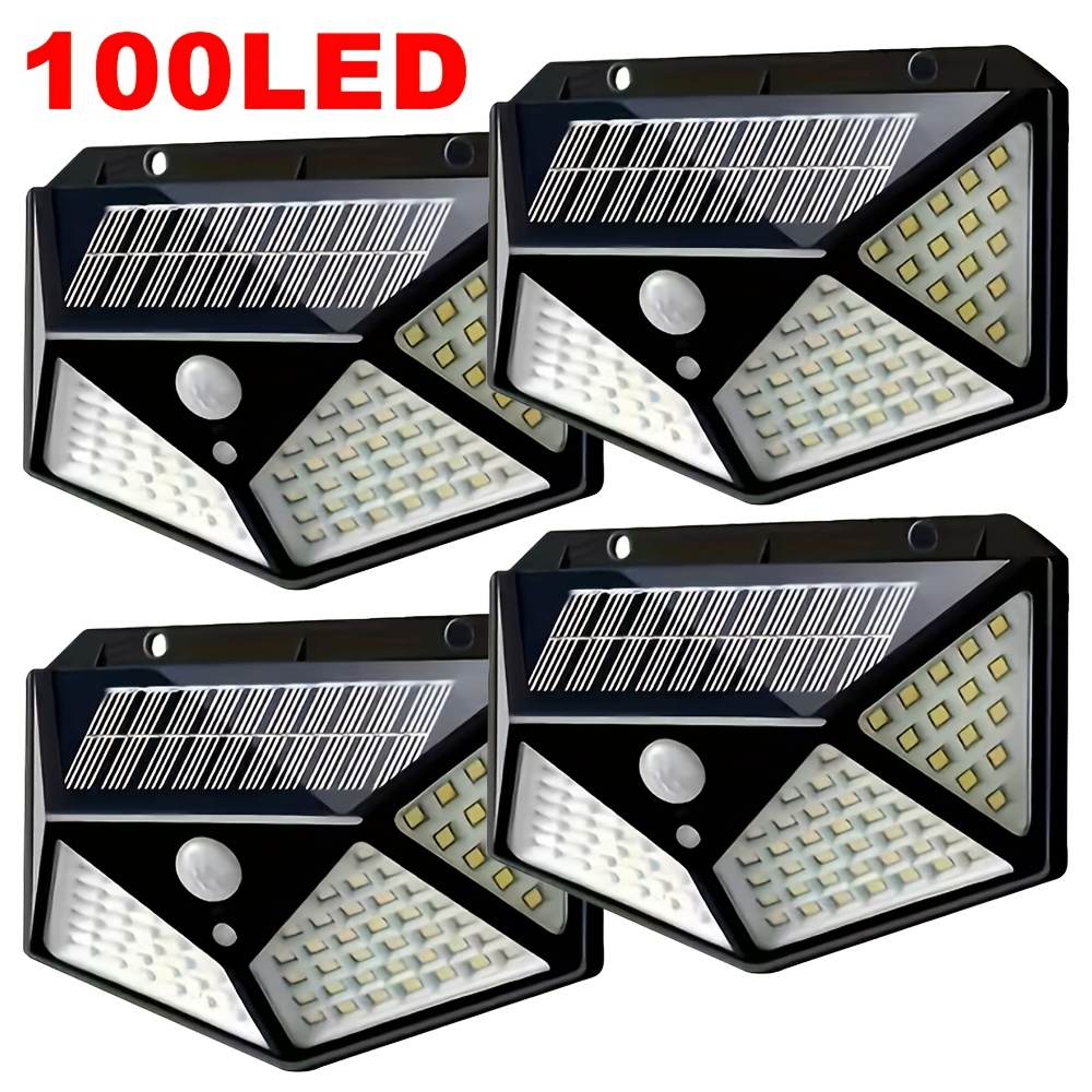Outdoor Lighting Patio - ไฟสวนโซลาร์เซลล์ 100LED สำหรับภายนอกอาคาร พร้อมเซ็นเซอร์ตรวจจับความเคลื่อนไหว กันน้ำ ใช้ติดผนัง
