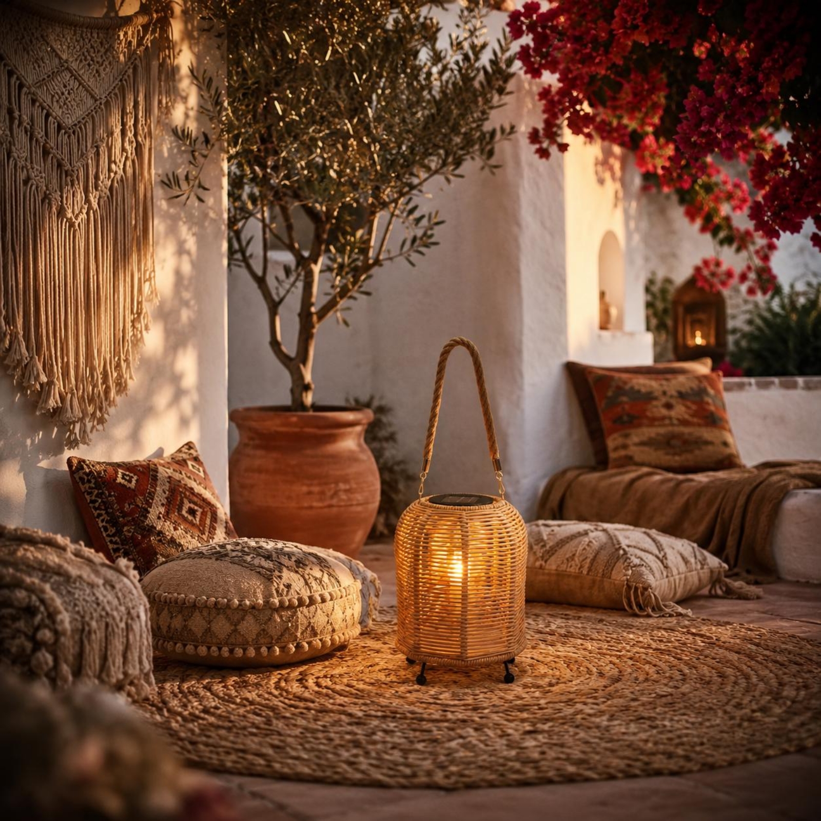 Outdoor Lighting For Home - โคมไฟพลังงานแสงอาทิตย์ทอมือ โคมไฟ LED ทอมือจากหวาย โคมไฟแขวนพลังงานแสงอาทิตย์ กันน้ำ