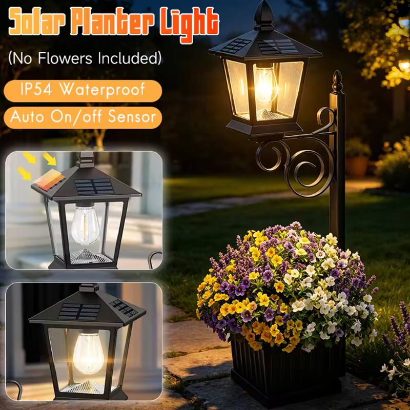 Wall Lighting Outdoor - โคมไฟสวนพลังงานแสงอาทิตย์ 2-in-1 แสงวอร์มไวท์ สำหรับภายนอกอาคาร กันน้ำ ใช้งานได้หลากหลาย