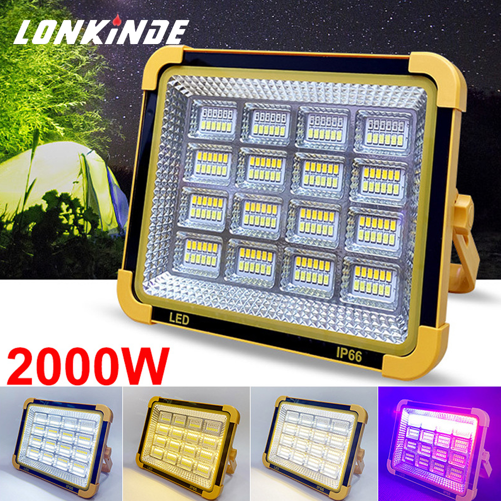 Zumtobel Outdoor Lighting - ไฟโซลาร์2000วัตต์สำหรับตั้งแคมป์กลางแจ้งพลังงานแสงอาทิตย์โคมไฟพกพาไฟฉุกเฉินเต็นท์ทำงาน USB ไฟฉายเตือนไฟ SOS