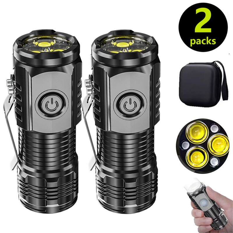 Outdoor Lighting Lumen - ไฟฉายมินิ 3LED พร้อมคลิปหนีบปากกา，เดินกลางคืน, ความสว่างแบบพกพา, ไฟฉายฉุกเฉินกันน้ำแบบชาร์จไฟได้, ไฟฉายกลางแจ้ง