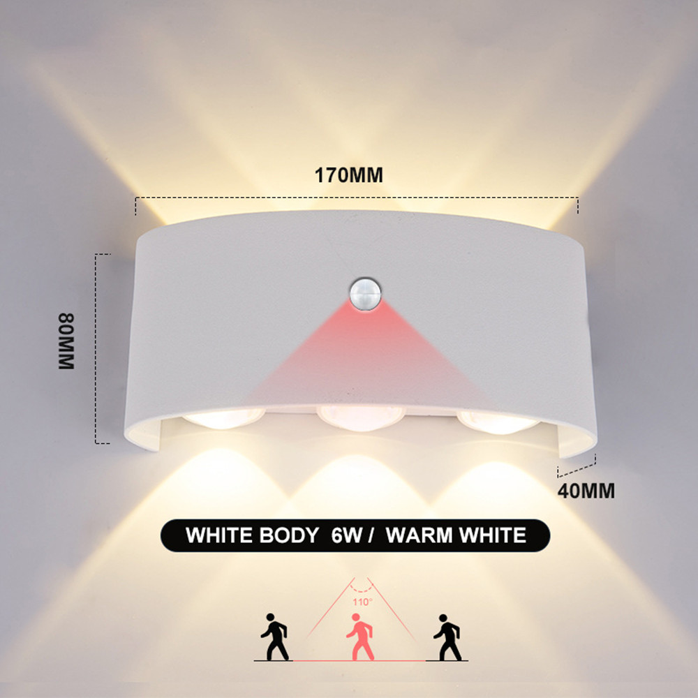 Outdoor Lighting Wall Mount - PIR Motion Sensor โคมไฟติดผนัง AC85-265V กันน้ำสวนกลางแจ้งแสง