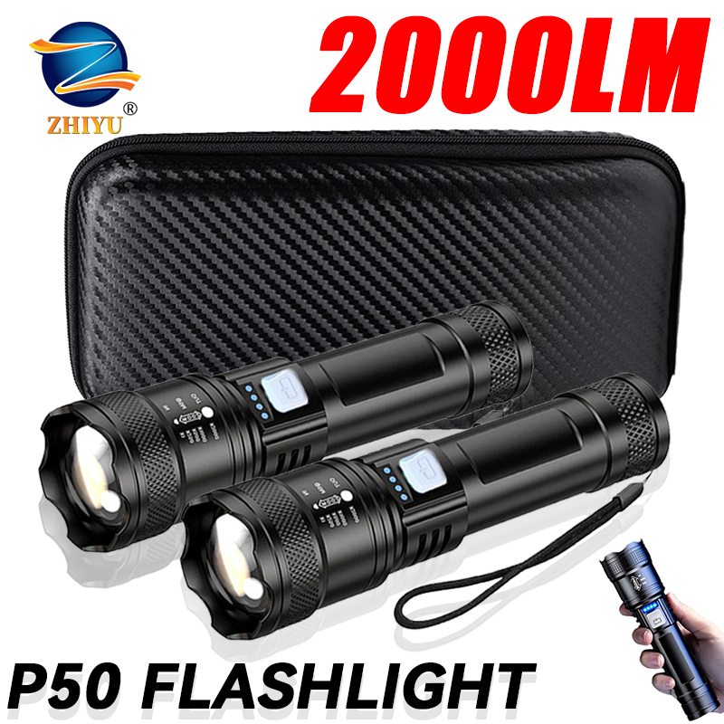 Outdoor Lighting Lumen - ไฟฉาย LED ยุทธวิธี 2000LM ชาร์จผ่าน USB