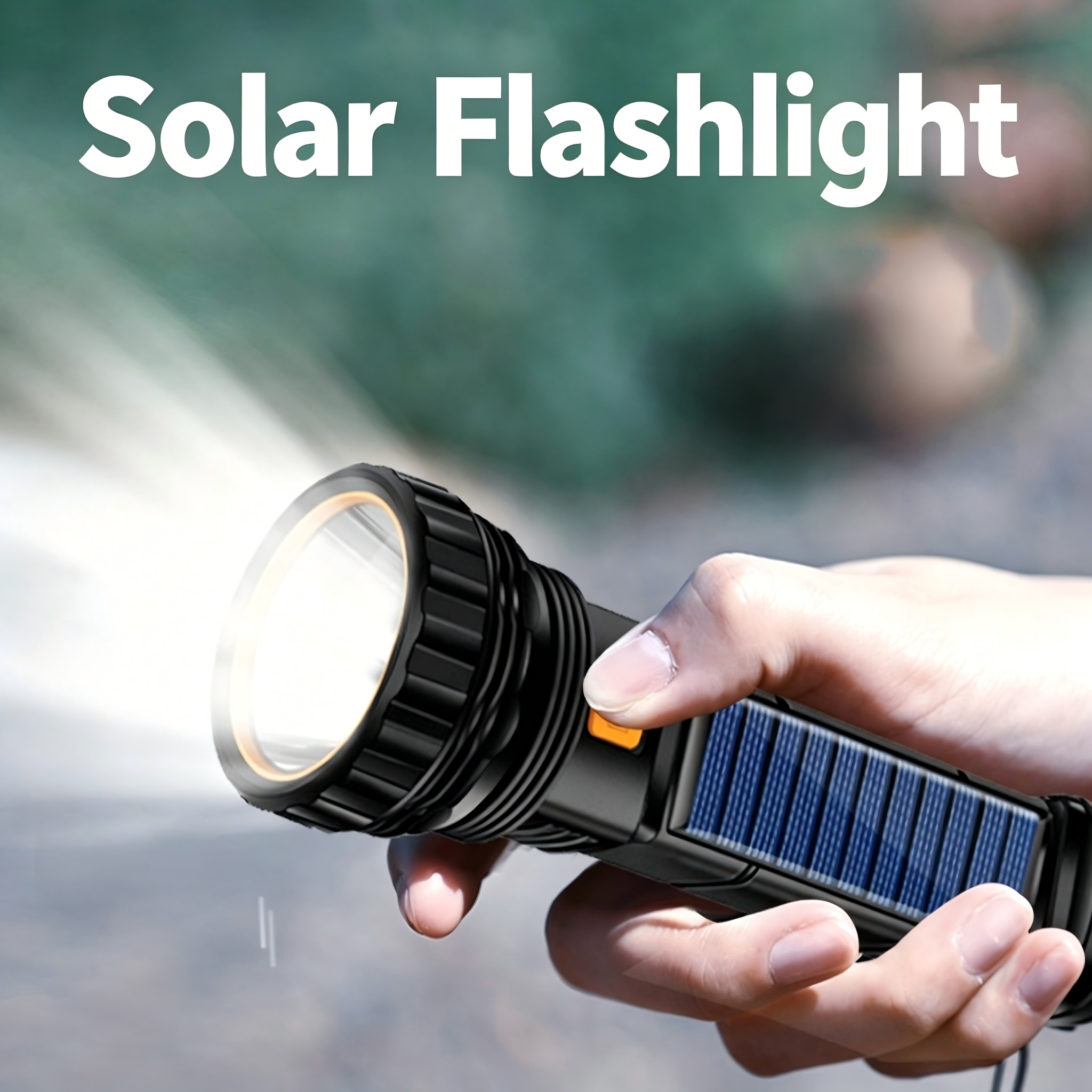 Outdoor Lighting Lumen - ไฟฉาย LED พลังงานแสงอาทิตย์อเนกประสงค์ 1 ชิ้น ไฟฉายระยะไกลสำหรับใช้งานกลางแจ้ง
