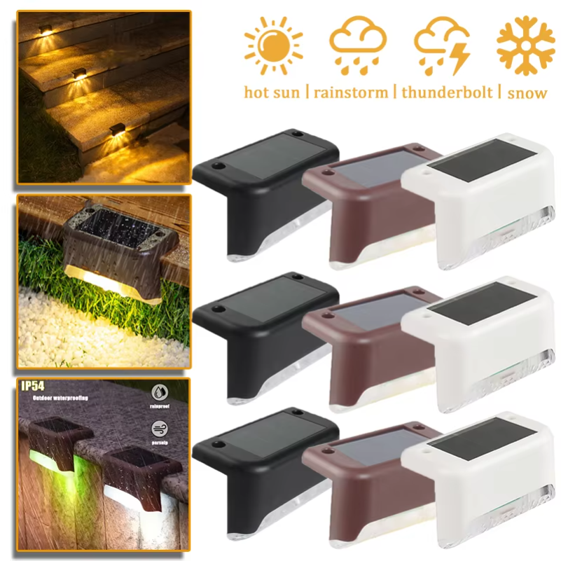 Solar Path Light - ไฟขั้นบันไดพลังงานแสงอาทิตย์กลางแจ้ง LED สีขาวอบอุ่น กันน้ำ สำหรับทางเดินบันได สวน