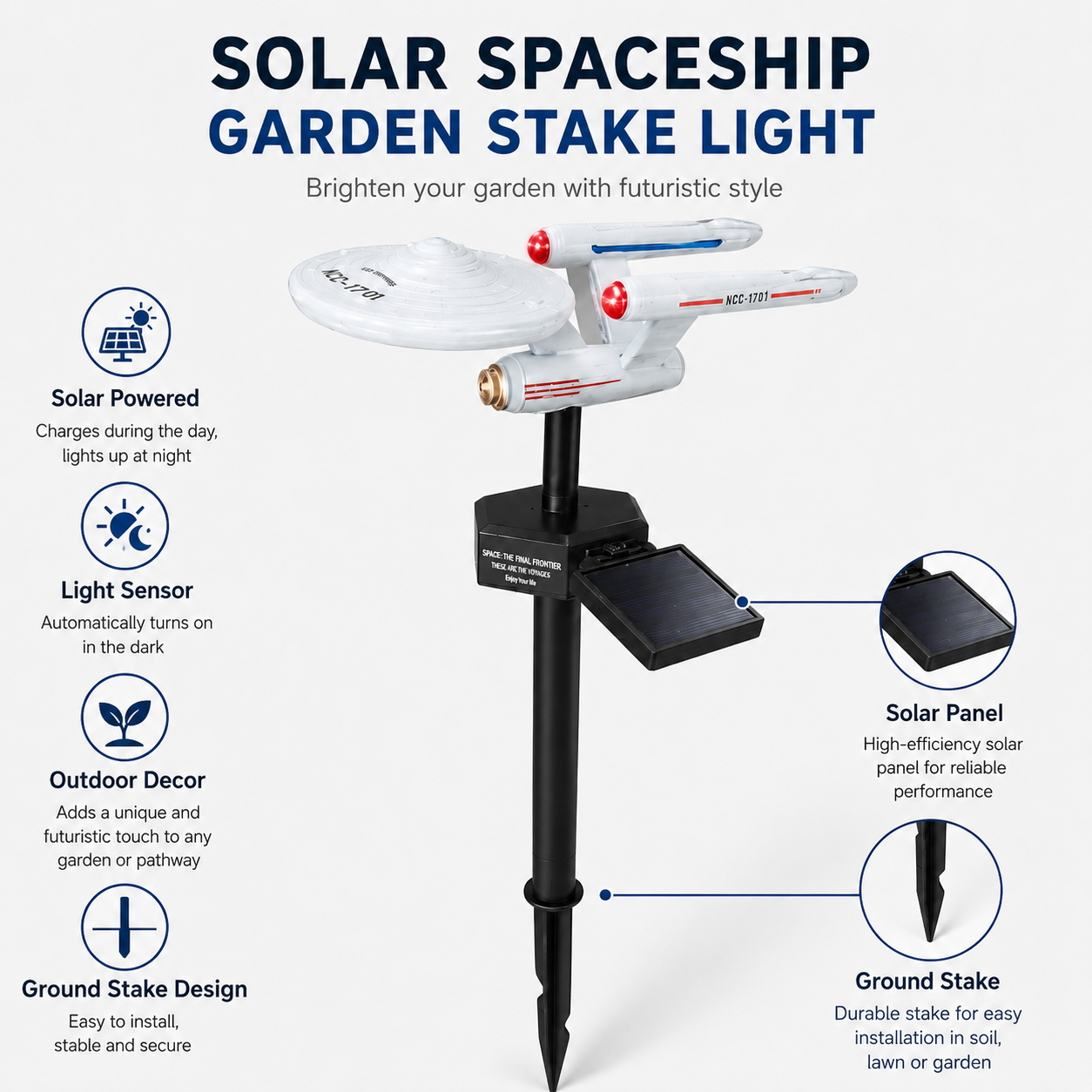 ไฟสวนรูปยานอวกาศ USS Solar จาก - Solar Path Light บทวิจารณ์และราคา