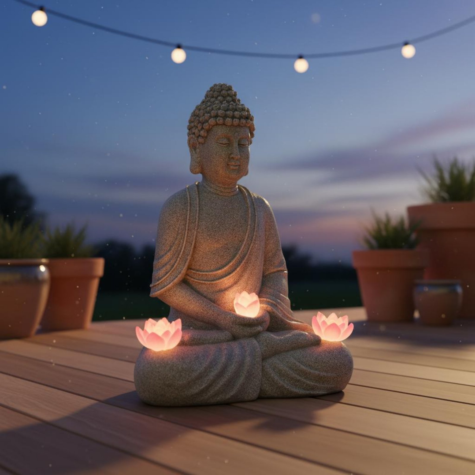 รูปปั้นพระพุทธรูปพลังงานแสงอาท - Outdoor Lighting Patio บทวิจารณ์และราคา