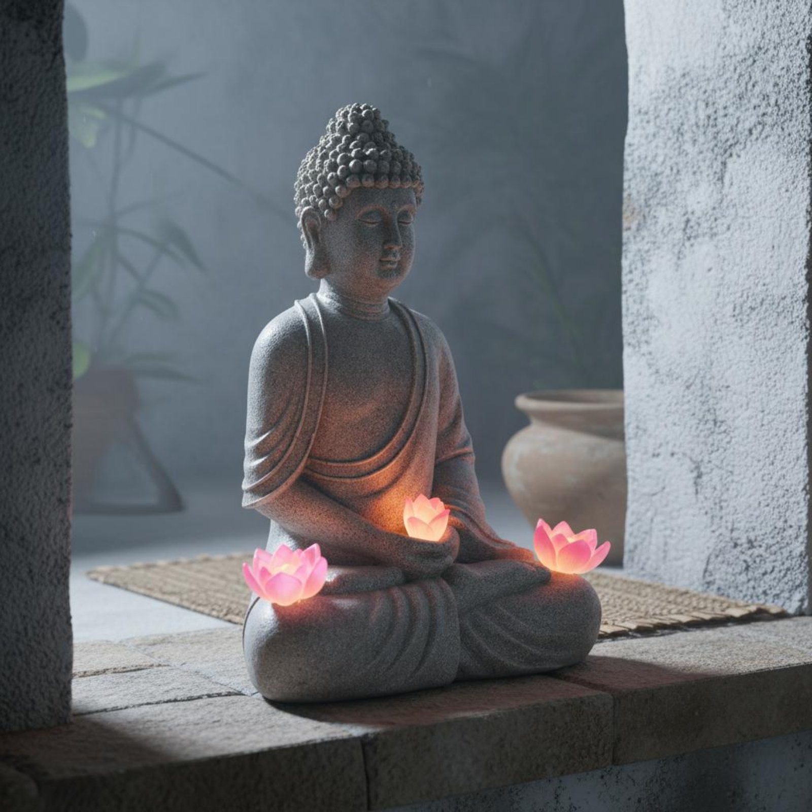 รูปปั้นพระพุทธรูปพลังงานแสงอาท - Outdoor Lighting Patio บทวิจารณ์และราคา