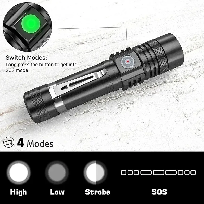 ไฟฉายแบบชาร์จได้ T6 ใช้แบตเตอร - Outdoor Lighting Lowes บทวิจารณ์และราคา