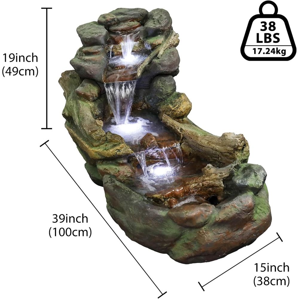 น้ำพุกลางแจ้งหลายชั้นพร้อมไฟ L - Outdoor Lighting For Backyard บทวิจารณ์และราคา