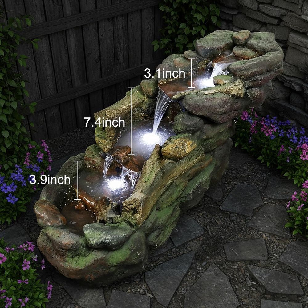 น้ำพุกลางแจ้งหลายชั้นพร้อมไฟ L - Outdoor Lighting For Backyard บทวิจารณ์และราคา