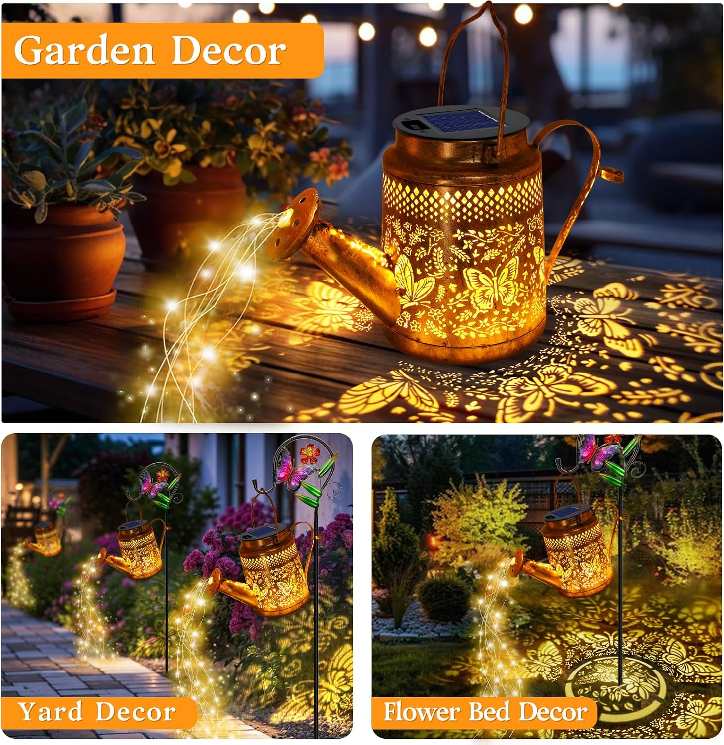 ชุดไฟรูปทรงบัวรดน้ำพลังงานแสงอ - Outdoor Lighting For Backyard บทวิจารณ์และราคา