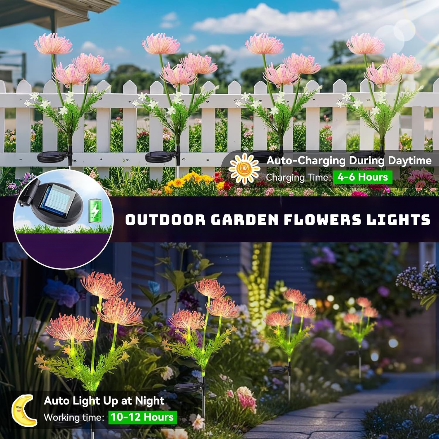 ไฟประดับดอกไม้พลังงานแสงอาทิตย - Outdoor Lighting For Backyard บทวิจารณ์และราคา
