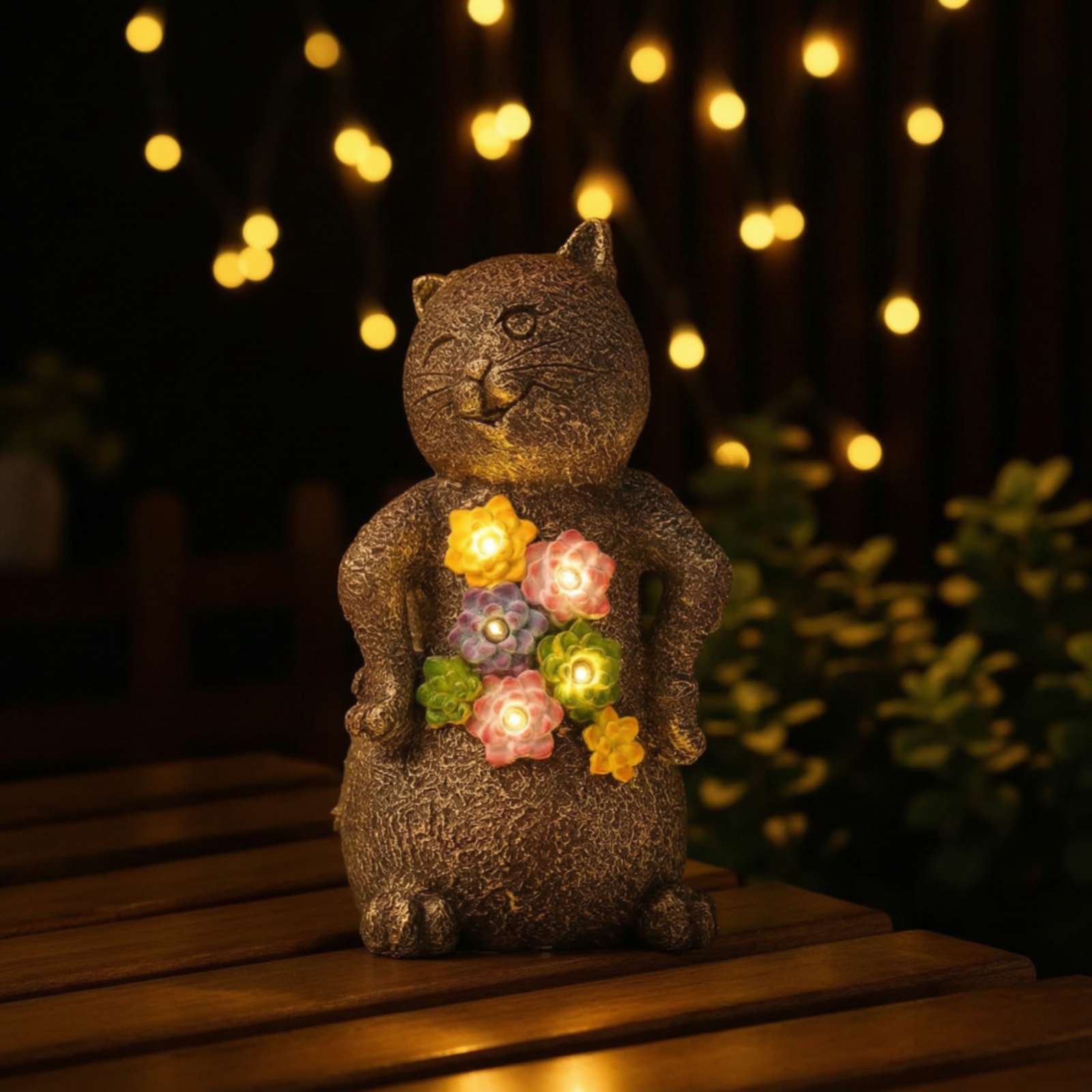 รูปปั้นแมวพร้อมไฟพลังงานแสงอาท - Outdoor Lighting Patio บทวิจารณ์และราคา