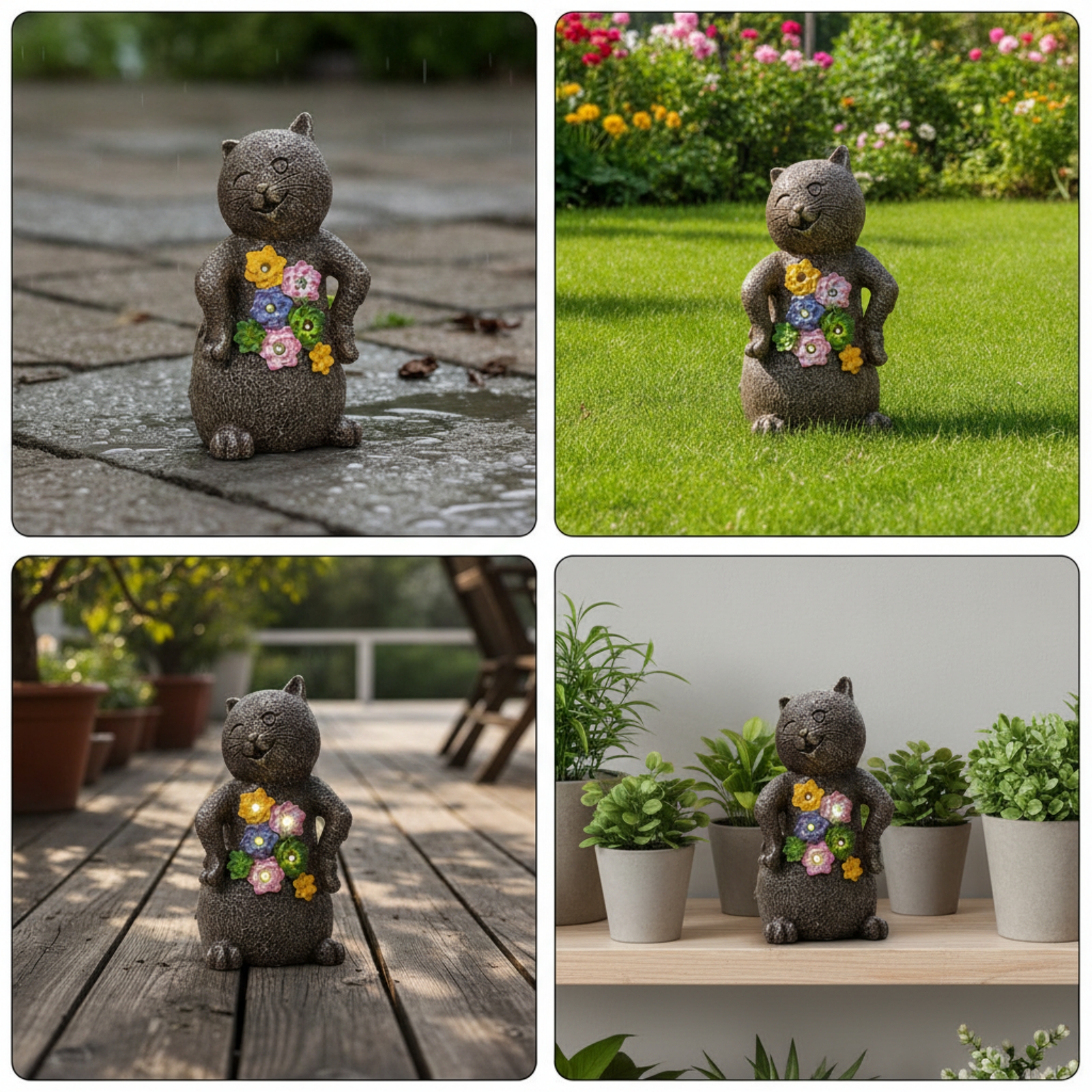 รูปปั้นแมวพร้อมไฟพลังงานแสงอาท - Outdoor Lighting Patio บทวิจารณ์และราคา