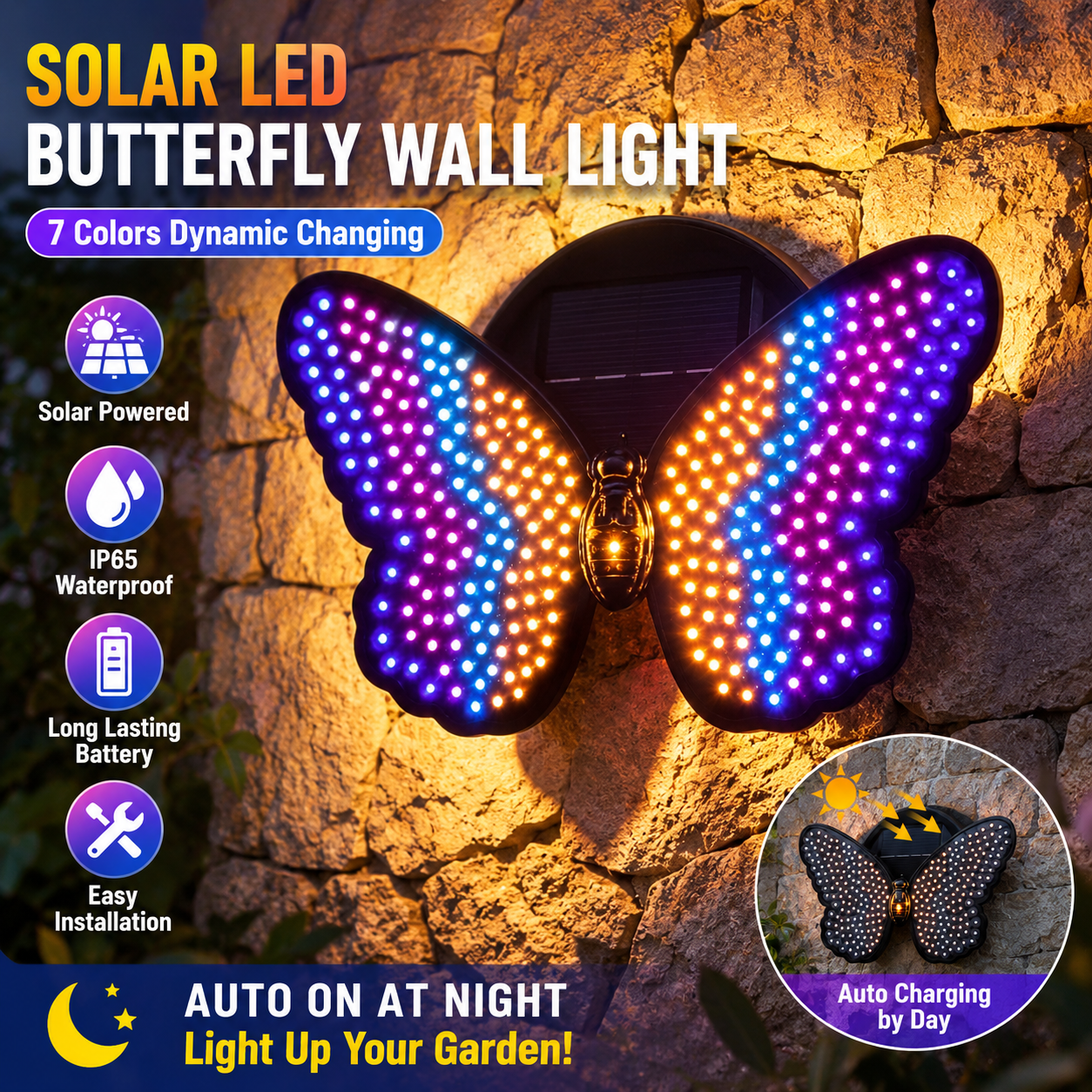 โคมไฟติดผนัง LED พลังงานแสงอาท - Color Changing Outdoor บทวิจารณ์และราคา