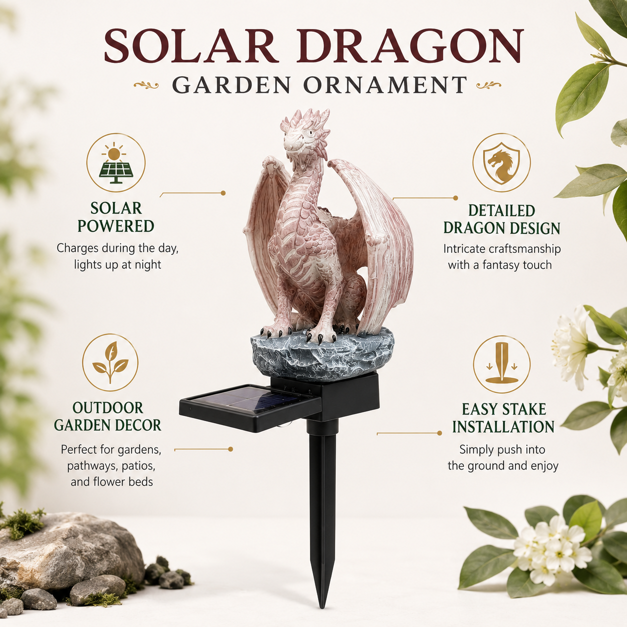 โคมไฟรูปมังกรพลังงานแสงอาทิตย์ - Solar Path Light บทวิจารณ์และราคา