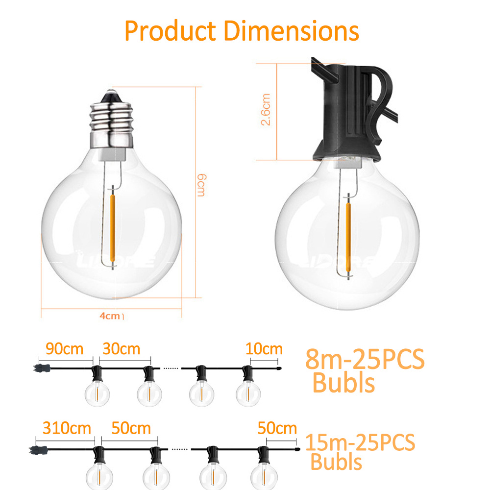 8M/15M G40 ไฟประดับทรงกลม 25 ห - Outdoor Lighting For Backyard บทวิจารณ์และราคา