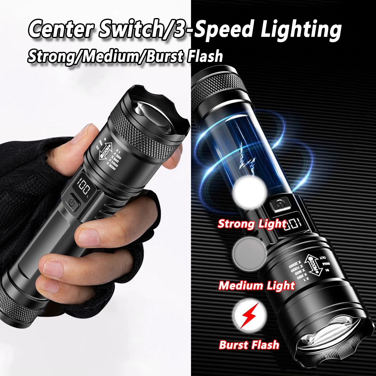 ไฟฉาย LED Ultra Bright 2000LM  - Outdoor Lighting Lumen บทวิจารณ์และราคา